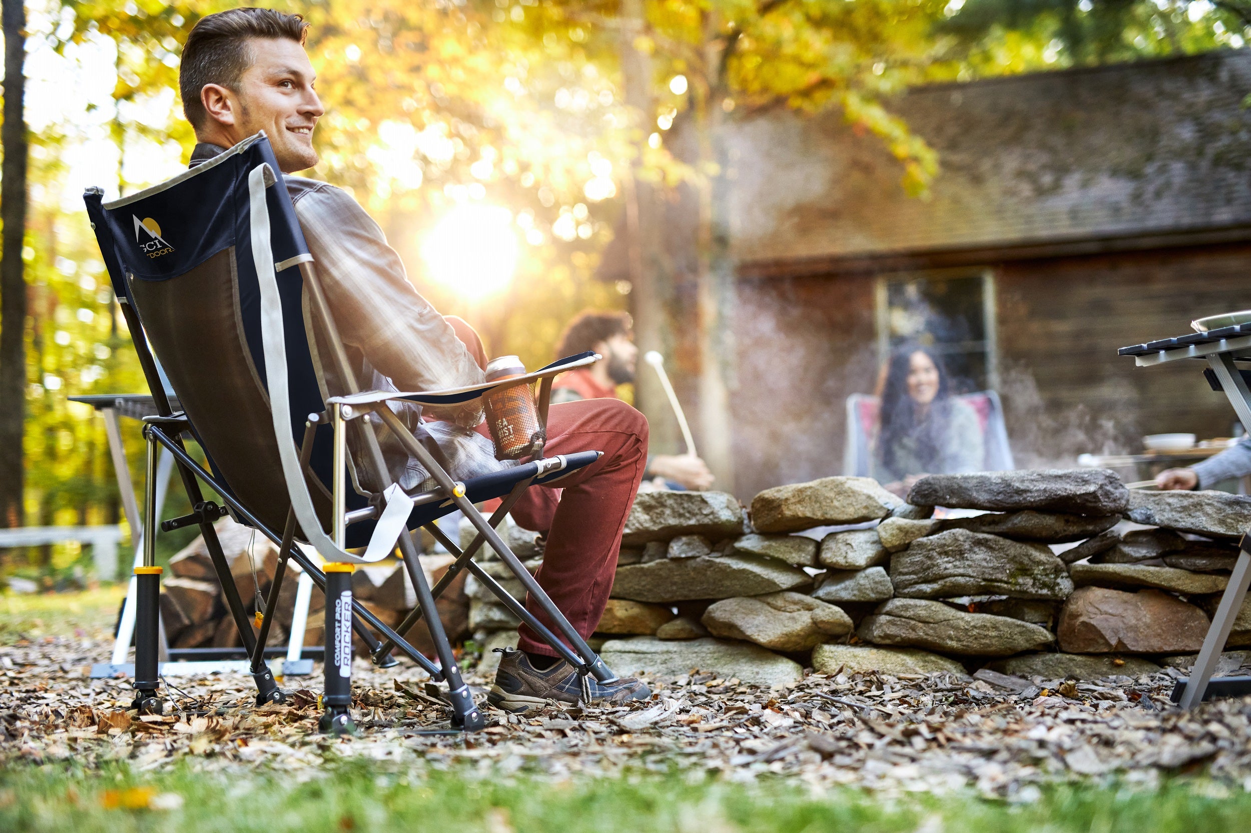 Gci outdoor maroon roadtrip rocker sale folding chair